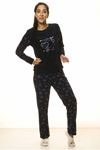 Lacivert Kışlık Kar Tanesi Welsoft Peluş Pijama 2C-2045