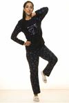 Lacivert Kışlık Kar Tanesi Welsoft Peluş Pijama 2C-2045