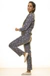Antrasit Kışlık Kar Tanesi Welsoft Peluş Pijama 2C-2047
