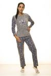 Antrasit Kışlık Kar Tanesi Welsoft Peluş Pijama 14C-2043