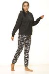 Unisex Antrasit Kanguru Cep Kapüşonlu Boyfriend Örme Sweatshirt 4D-2086