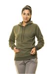 Haki Yeşil Kanguru Cep Kapüşonlu Boyfriend Örme Sweatshirt 4D-2089
