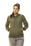 Haki Yeşil Kanguru Cep Kapüşonlu Boyfriend Örme Sweatshirt 4D-2089