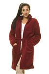 Kadın Bordo Cepli Peluş Kışlık Sabahlık 2C-2051B