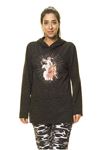 Kadın Antrasit Kapüşonlu Örme Sweatshirt K7-2091