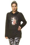 Kadın Antrasit Kapüşonlu Örme Sweatshirt K7-2091