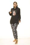Kadın Antrasit Kapüşonlu Örme Sweatshirt K7-2091