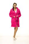 Fuşya Pembe Cepli Peluş Kışlık Sabahlık 13E-2080