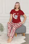Kadın Bordo Kısa Kol Pijama Takımı 3E-2539