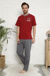  Erkek Bordo 3'lü Pijama Takımı 3E-2544