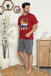 Erkek Şortlu Kısa Kollu Baskılı Pijama Takımı  3D-2517B