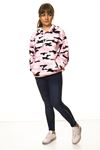 Kadın Pembe Kamuflaj Kapüşonlu Boyfriend  Sweatshirt 14C-3004