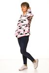 Kadın Pembe Kamuflaj Kapüşonlu Boyfriend  Sweatshirt 14C-3004