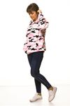 Kadın Pembe Kamuflaj Kapüşonlu Boyfriend  Sweatshirt 14C-3004