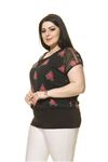 Kadın Büyük Beden Siyah Şifon Bluz  A4-3011-1