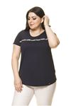 Kadın Büyük Beden Lacivert Spor Bluz  A4-3010