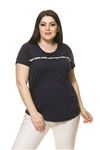 Kadın Büyük Beden Lacivert Spor Bluz  A4-3010