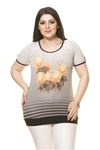 Kadın Büyük Beden Gri Çiçekli Body  A6-3015