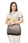 Kadın Büyük Beden Gri Çiçekli Body  A6-3015