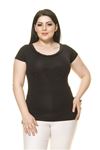 Kadın Büyük Beden Siyah İncili Taş İşlemeli Body 17E-70013-1