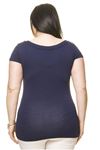 Kadın Büyük Beden Lacivert İncili Taş İşlemeli Body 17E-70013-2