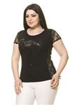Kadın Büyük Beden Siyah Taş İşlemeli Flamingo Body 16E-70009