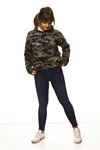 Kadın Kamuflaj Kapüşonlu Boyfriend  Sweatshirt 14C-3004-1