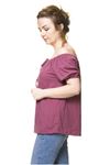 Kadın Mürdüm Pamuklu Penye Bluz 5D-30441