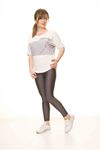Kadın Gri Taş İşlemeli Spor Bluz 14D-3067-1