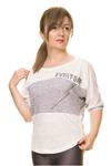 Kadın Gri Taş İşlemeli Spor Bluz 14D-3067-1