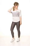 Kadın Gri Taş İşlemeli Spor Bluz 14D-3067-1