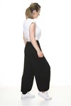 Kadın Beli Lastikli Düz Siyah Şalvar Pantolon 8C-4008