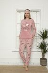 Kadın Flamingo Desenli Pembe Kışlık Polar Pijama Takımı 11F-2000