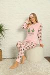 Kadın Pembe Avakado Desenli Kışlık Polar Pijama Takımı 13K-20057