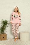 Kadın Pembe Avakado Desenli Kışlık Polar Pijama Takımı 13K-20057