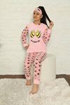 Kız Çocuk Pembe Desenli Kışlık Polar Pijama Takımı 13F-20026