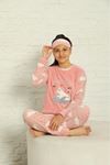 Kız Çocuk Pembe Desenli Kışlık Polar Pijama Takımı 13F-20039