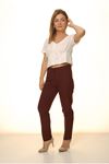 Kadın Bordo Yüksek Bel Kumaş Pantolon 16D-4056