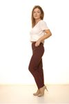 Kadın Bordo Yüksek Bel Kumaş Pantolon 16D-4056