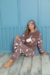 Kadın Desenli Kışlık Polar Pijama Takımı 7F-20073-1