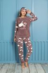 Kadın Desenli Kışlık Polar Pijama Takımı 7F-20073-1