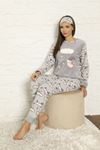 Kadın Desenli Kışlık Polar Pijama Takımı 6F-20043-1