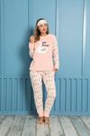 Kadın Desenli Kışlık Polar Pijama Takımı 1K-20076