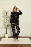 Kadın Desenli Kışlık Polar Pijama Takımı 2F-1852