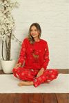 Kadın Desenli Kışlık Polar Pijama Takımı 1F-1852-2