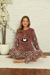 Kadın Desenli Kışlık Polar Pijama Takımı 2F-1851-1