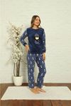 Kadın Desenli Kışlık Polar Pijama Takımı 1F-1851-2