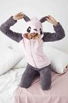 Kadın Kapüşonlu Kışlık Cepli Tam Peluş Takım 18E-1039P