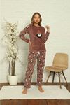 Kadın Desenli Kışlık Polar Pijama Takımı 2F-1851-1