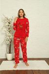 Kadın Desenli Kışlık Polar Pijama Takımı 1F-1852-2